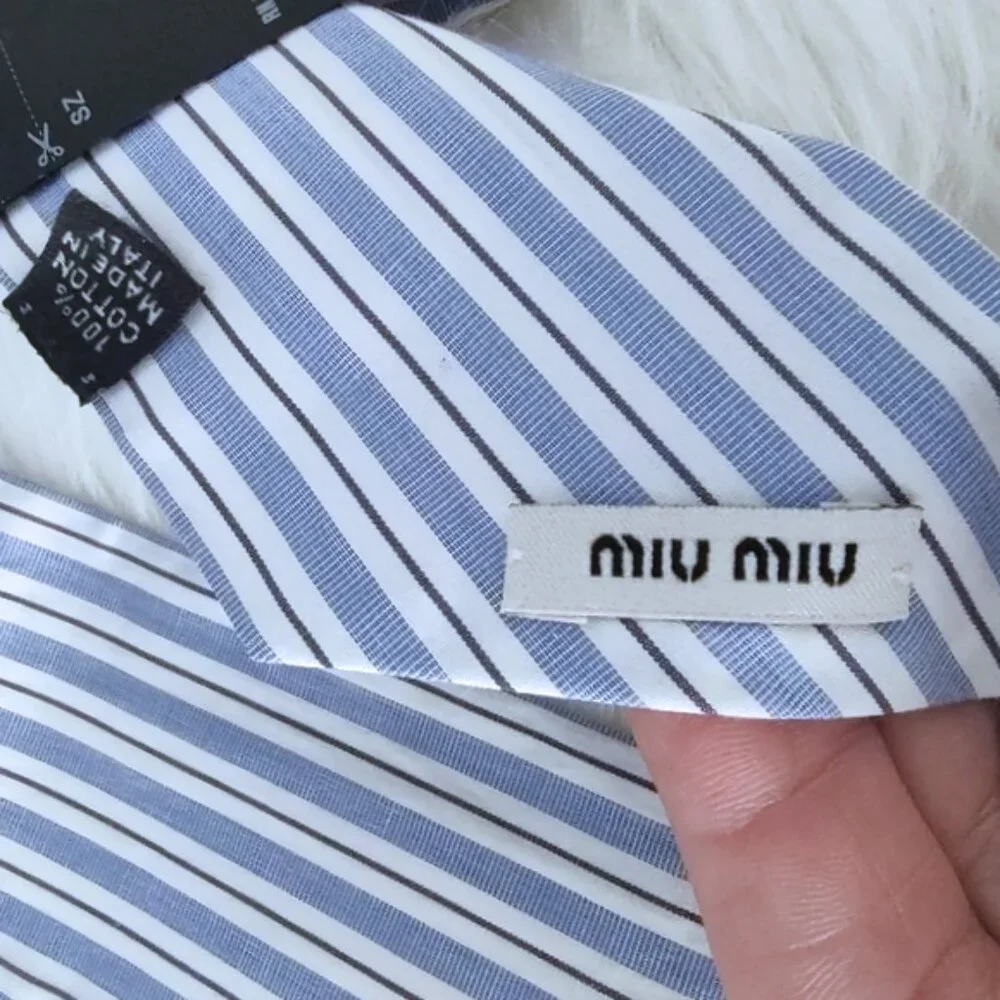 Miu Miu striped bandeau twilly style bag scarf EUC